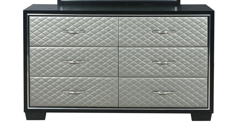New Classic Furniture Luxor 6 Drawer Dresser in Black/Silver - Sims Furniture