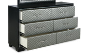 New Classic Furniture Luxor 6 Drawer Dresser in Black/Silver - Sims Furniture
