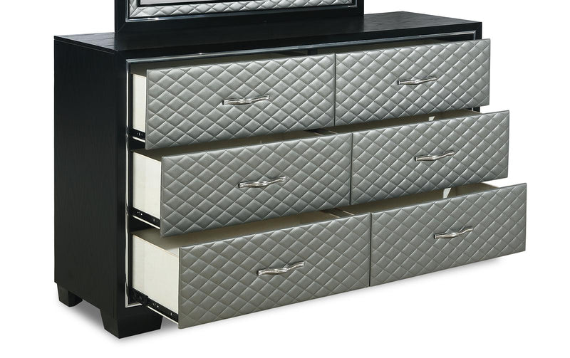 New Classic Furniture Luxor 6 Drawer Dresser in Black/Silver - Sims Furniture