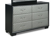 New Classic Furniture Luxor 6 Drawer Dresser in Black/Silver - Sims Furniture