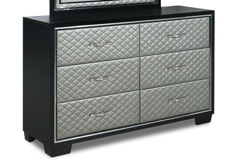 New Classic Furniture Luxor 6 Drawer Dresser in Black/Silver - Sims Furniture