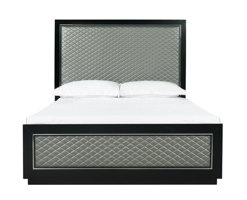 New Classic Furniture Luxor California King Panel Bed in Black/Silver - Sims Furniture