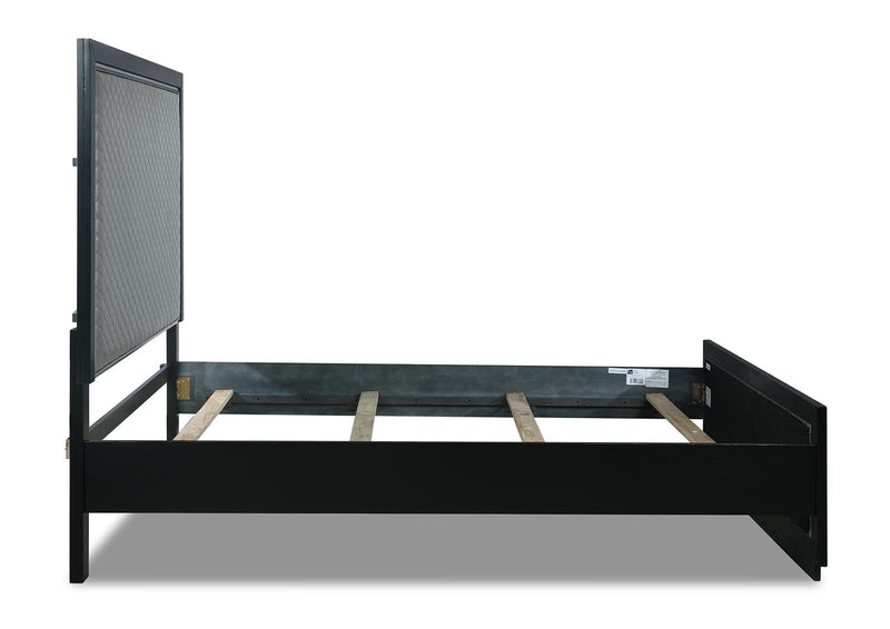 New Classic Furniture Luxor Queen Panel Bed in Black/Silver - Sims Furniture
