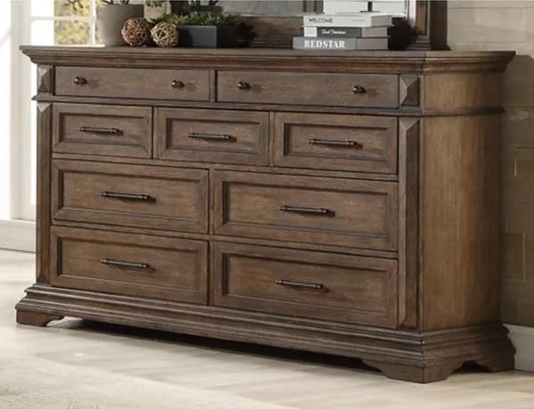 New Classic Furniture Mar Vista 9 Drawer Dresser in Brushed Walnut - Sims Furniture