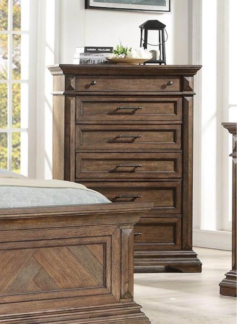 New Classic Furniture Mar Vista 6 Drawer Chest in Brushed Walnut - Sims Furniture