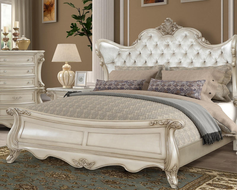 New Classic Furniture Monique King Panel Bed in Pearl - Sims Furniture