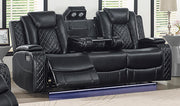New Classic Furniture Orion Sofa with Power Headrest and Footrest in Black - Sims Furniture