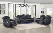 New Classic Furniture Orion Console Loveseat with Dual Recliners in Black - Sims Furniture