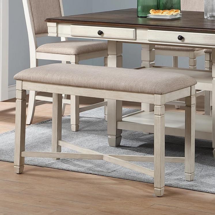 New Classic Furniture Prairie Point Counter Height Backless Bench in White - Sims Furniture