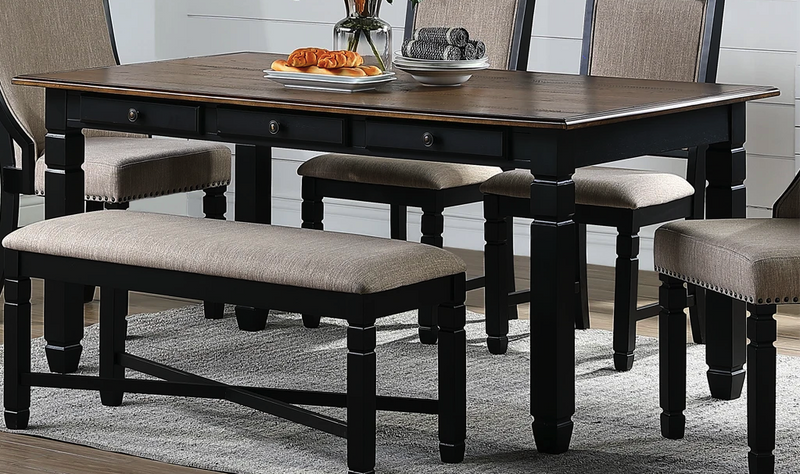 New Classic Furniture Prairie Point 6 Drawer Rectangular Dining Table in BlackPROMO - Sims Furniture