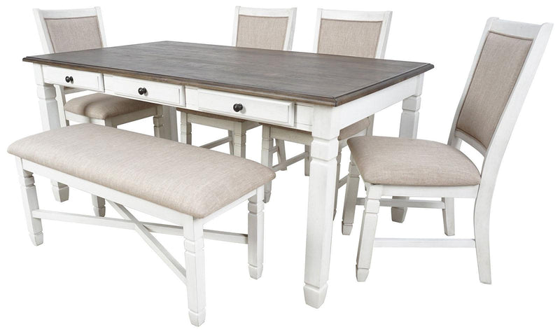 New Classic Furniture Prairie Point Dining Bench in White - Sims Furniture