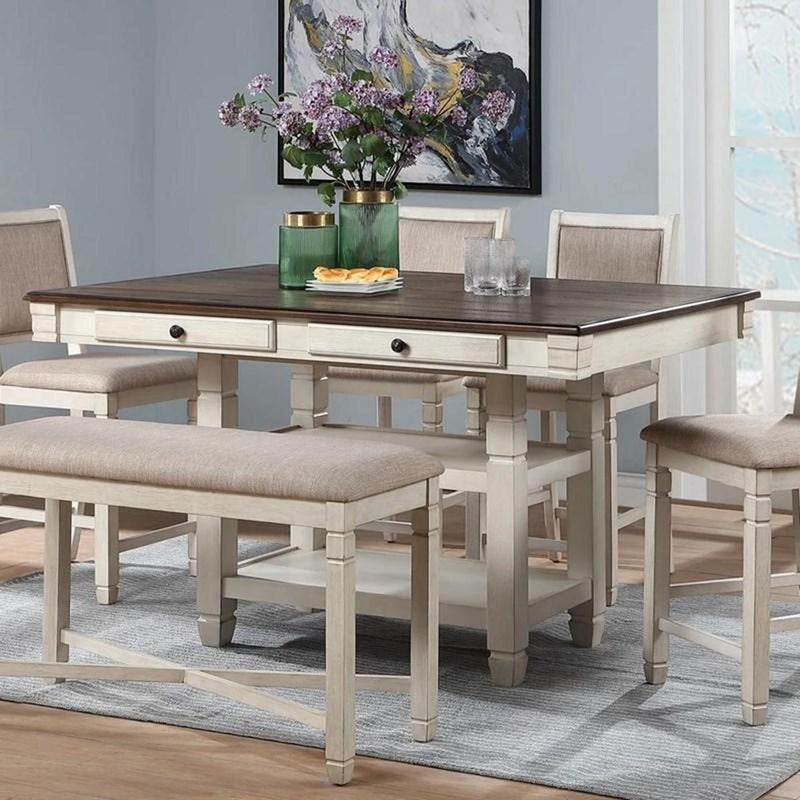 New Classic Furniture Prairie Point Rectangular Counter Height Table in White - Sims Furniture