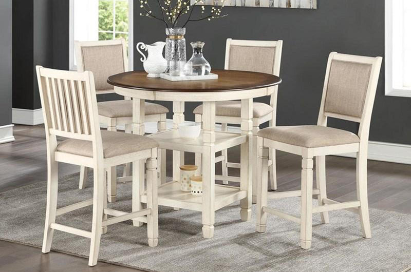 New Classic Furniture Prairie Point Round Counter Height Table in White - Sims Furniture