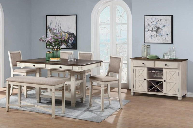 New Classic Furniture Prairie Point Counter Height Backless Bench in White - Sims Furniture
