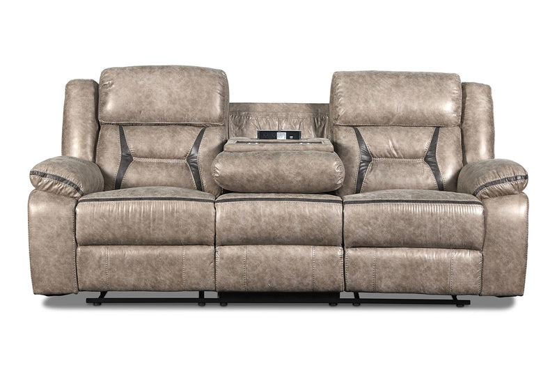 New Classic Furniture Roswell Dual Recliner Sofa in Pewter - Sims Furniture