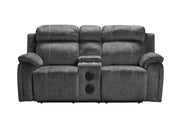 New Classic Furniture Tango Console Loveseat with Speaker and Power Footrest in Shadow - Sims Furniture