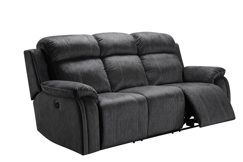 New Classic Furniture Tango Dual Recliner Sofa with Power Footrest in Shadow - Sims Furniture