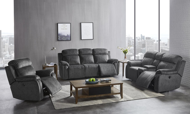 New Classic Furniture Tango Dual Recliner Sofa with Power Footrest in Shadow - Sims Furniture