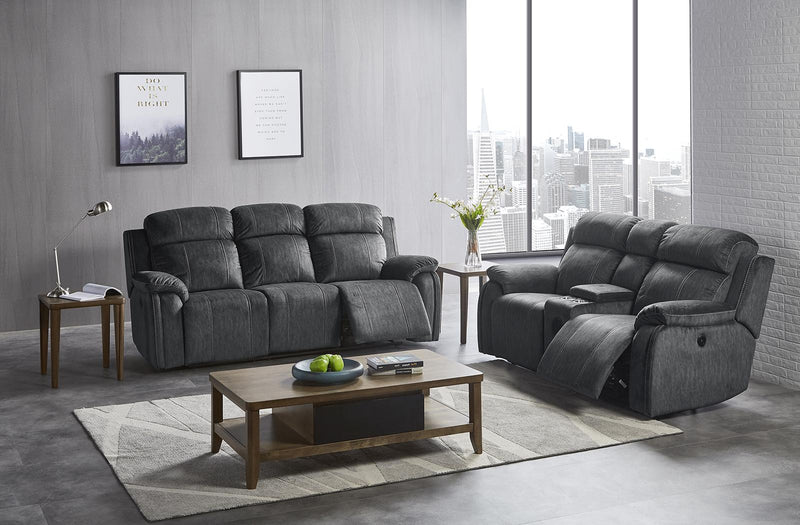 New Classic Furniture Tango Dual Recliner Sofa with Power Footrest in Shadow - Sims Furniture