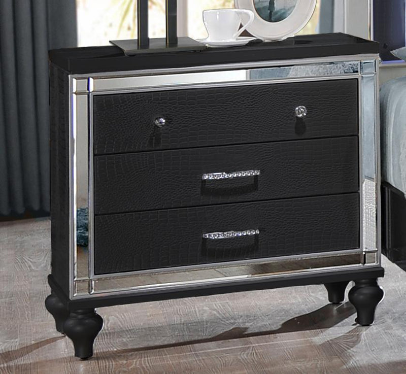 New Classic Furniture Valentino 3 Drawer Nightstand in Black - Sims Furniture