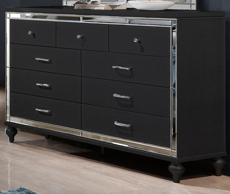 New Classic Furniture Valentino 9 Drawer Dresser in Black - Sims Furniture