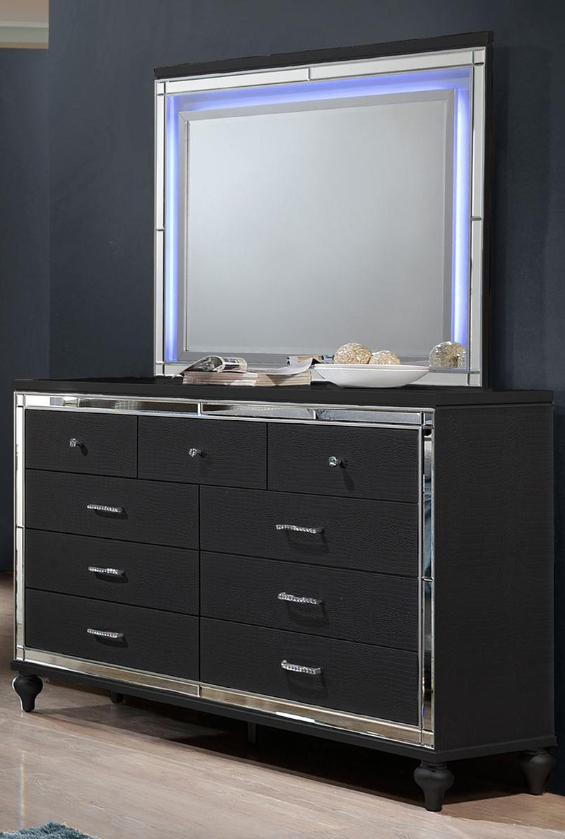 New Classic Furniture Valentino 9 Drawer Dresser in Black - Sims Furniture