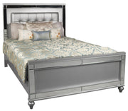 New Classic Furniture Valentino Queen Upholstered Lighted Bed in Silver - Sims Furniture