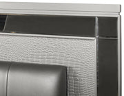 New Classic Furniture Valentino California King Upholstered Lighted Bed in Silver - Sims Furniture