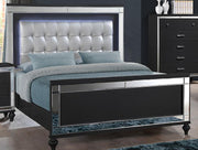 New Classic Furniture Valentino Twin Lighted Panel Bed in Black - Sims Furniture