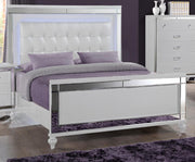 New Classic Furniture Valentino Full Upholstered Lighted Bed in White - Sims Furniture