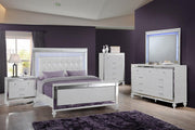 New Classic Furniture Valentino King Upholstered Lighted Bed in White - Sims Furniture