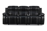 New Classic Fusion Dual Recliner Sofa with Power Foot Rest in Ebony - Sims Furniture