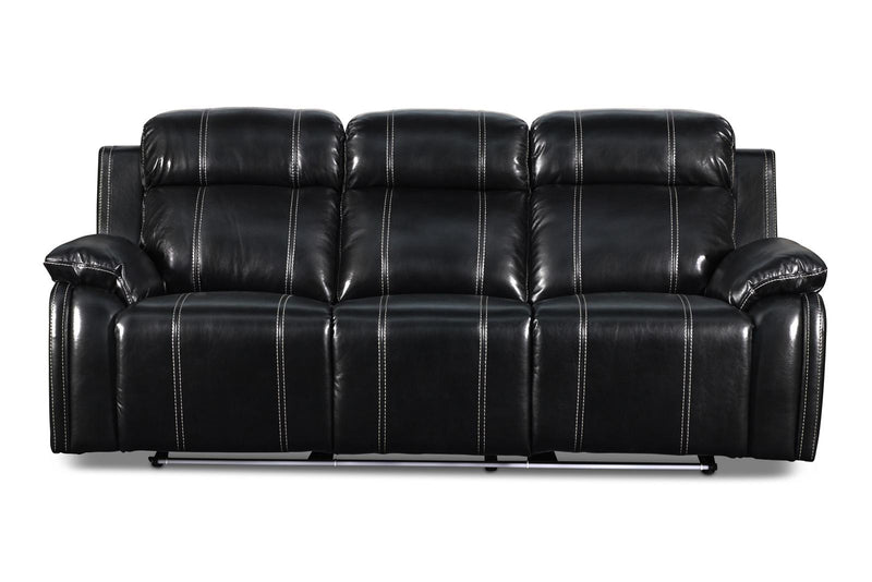 New Classic Fusion Dual Recliner Sofa with Power Foot Rest in Ebony - Sims Furniture