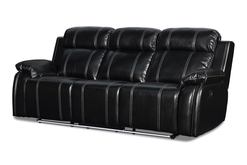 New Classic Fusion Dual Recliner Sofa with Power Foot Rest in Ebony - Sims Furniture