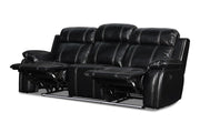 New Classic Fusion Dual Recliner Sofa with Power Foot Rest in Ebony - Sims Furniture