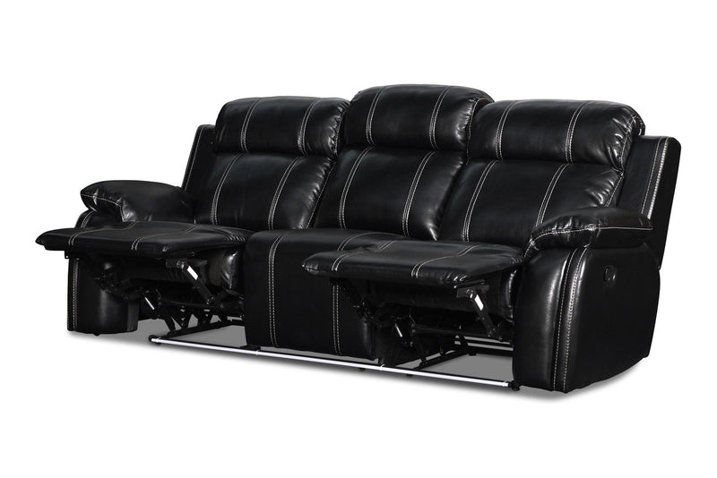 New Classic Fusion Dual Recliner Sofa with Power Foot Rest in Ebony - Sims Furniture