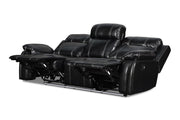 New Classic Fusion Dual Recliner Sofa with Power Foot Rest in Ebony - Sims Furniture