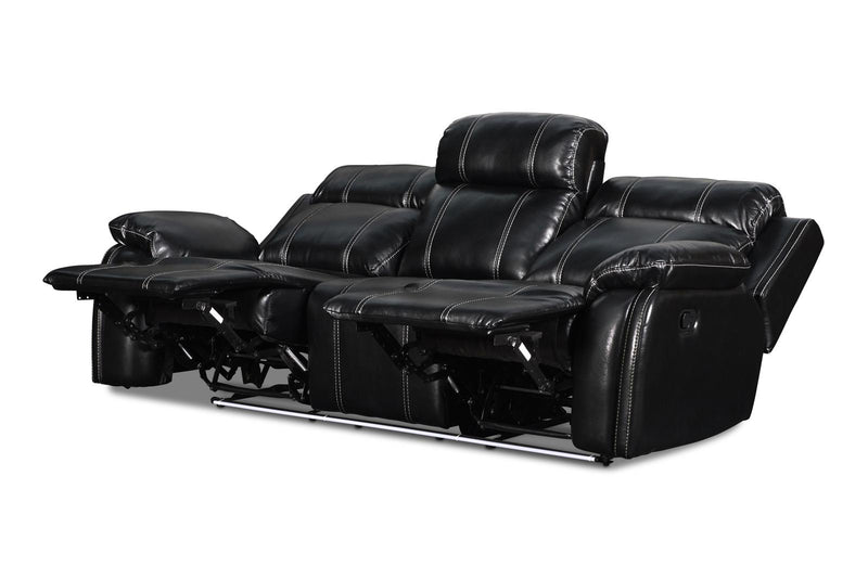 New Classic Fusion Dual Recliner Sofa with Power Foot Rest in Ebony - Sims Furniture