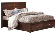 New Classic Kensington California King Low Profile Bed with Storage Footboard in Burnished Cherry - Sims Furniture