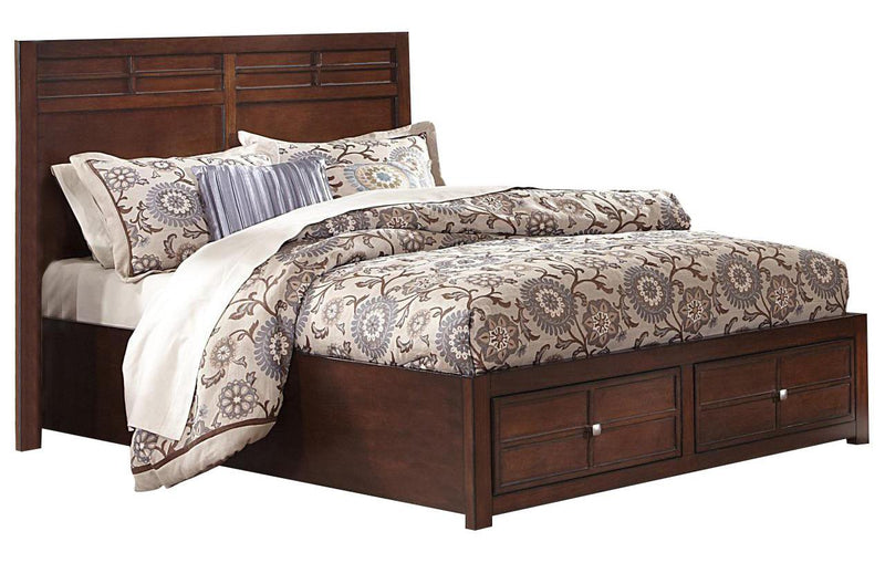 New Classic Kensington California King Low Profile Bed with Storage Footboard in Burnished Cherry - Sims Furniture