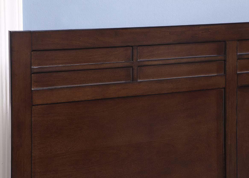 New Classic Kensington California King Low Profile Bed with Storage Footboard in Burnished Cherry - Sims Furniture