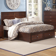 New Classic Kensington California King Low Profile Bed with Storage Footboard in Burnished Cherry - Sims Furniture