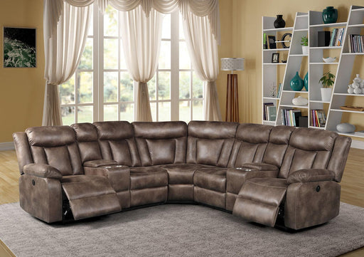 New Classic Stewart Power Sectional Living Room Set in Adobe - Sims Furniture