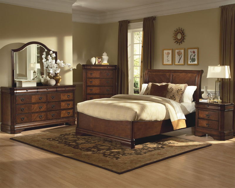 New Classic Sheridan Eastern King Sleigh Bed in Burnished Cherry - Sims Furniture