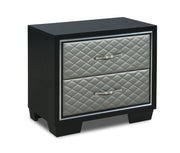 LUXOR NIGHTSTAND-BLACK/SILVER - Sims Furniture