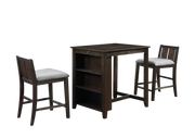 HESTON 36" STORAGE COUNTER TABLE SET W/2 CHAIRS-CHERRY - Sims Furniture