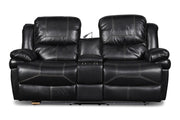 FLYNN CONSOLE LOVESEAT W/READING LIGHT, PWR FR- BLACK - Sims Furniture