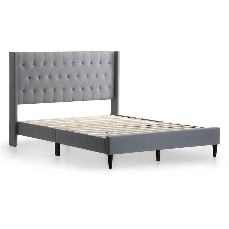 King Platform Bed Blue-Gray
