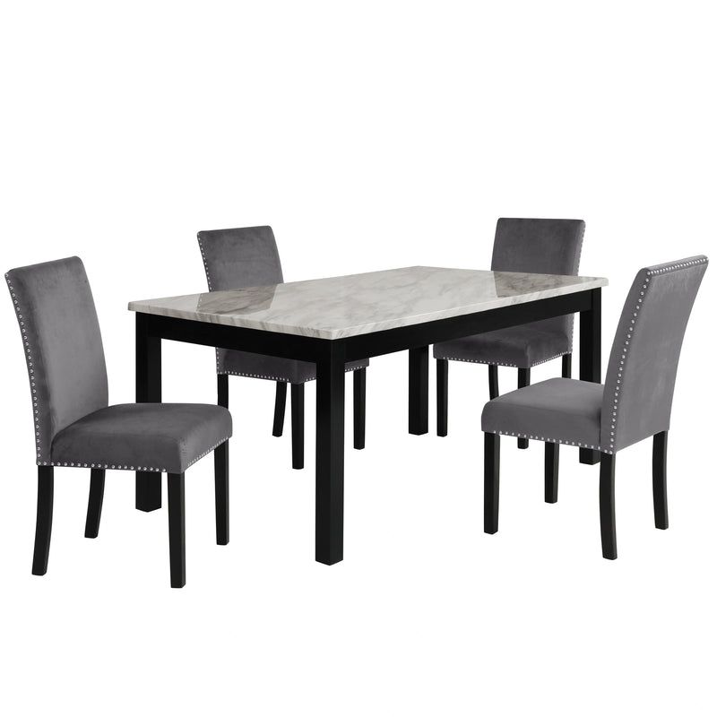 Celeste 64" Dining Table-Espresso/Faux Marble