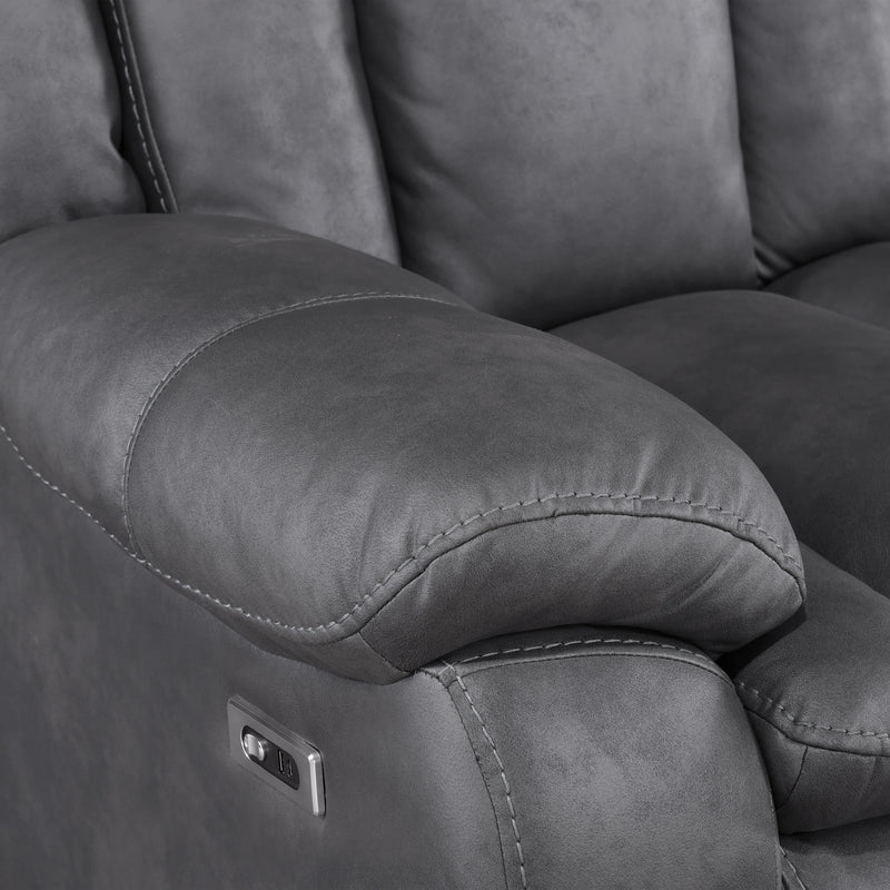 Morello Console Loveseat W/Pwr Fr-Gray